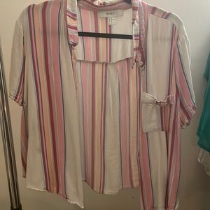 Forever 21 striped cropped button up